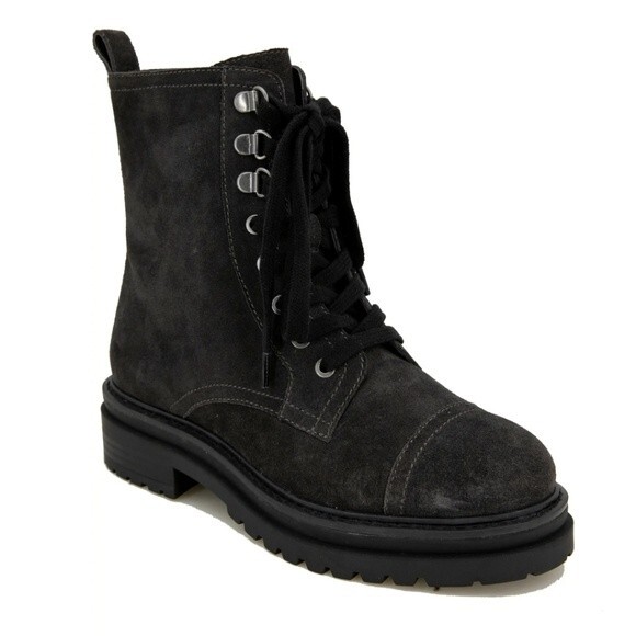 Andre Assous NEW Farah Gray Suede Combat Boots 8 Grunge rustic western winter - Picture 1 of 8